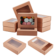Folding Kraft Paper Cardboard Jewelry Gift Drawer Boxes, with PVC Visible Window, Rectangle, BurlyWood, Finished Product: 18.5x14.4x4.5cm(CON-WH0092-27)