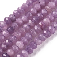 Dyed Natural Malaysia Jade Rondelle Beads Strands, Faceted, Violet, 4x2~3mm, Hole: 1mm, about 115pcs/strand, 14 inch(G-E316-2x4mm-39)