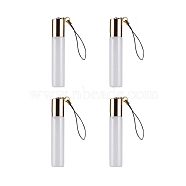 Glass Aromatherapy Refillable Bottle, Roller Ball Bottles, with Aluminium Oxide Cover & PP Plug, Column, White, 1.6x8.7cm, Capacity: 10ml(0.34fl. oz)(MRMJ-WH0073-04B-E)