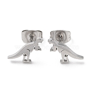 304 Stainless Steel Stud Earrings, Dinosaur, Stainless Steel Color, 12x7mm(EJEW-B022-01B)