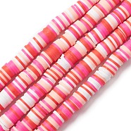 Handmade Polymer Clay Beads Strands, for DIY Jewelry Crafts Supplies, Heishi Beads, Disc/Flat Round, White, 8x1mm, Hole: 2mm, about 350pcs/strand, 15.75''(40cm)(CLAY-R089-8mm-T034)