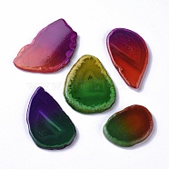 Two Tone Natural Agate Slices Cabochons, Nuggets, Dyed, Mixed Color, 49~74x32~48x4~7mm(G-I251-13)