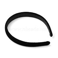 Plastic Hair Bands, with Velvet Cloth Covered, Black, 110mm(OHAR-R275-07)