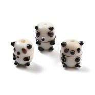 Handmade Lampwork Beads, Panda, Black, 11~12x8~9x9~11mm, Hole: 1.6~2.4mm(LAMP-I024-21)