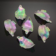 AB Color Plated Eco-Friendly Transparent Acrylic Pendants, Colorful, 33x19x3mm, Hole: 1.5mm(X-PACR-P003-03B)