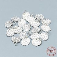 925 Sterling Silver Charms, with Jump Ring, Longevity Lock, Silver, 8x10x1mm, Hole: 3.5mm(STER-T002-101S)