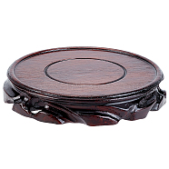 Flat Round Solid Wood Carved Base Stand, for Gemstone, Flowerpot Vase, Fish Tank, Teapot, Buddha Statue Display Holder, Coconut Brown, 13.8x2.3cm(ODIS-WH0020-82)