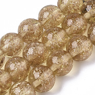 Handmade Gold Sand Lampwork Beads Strands, Luminous, Round, Goldenrod, 11.5~12.5x11~12mm, Hole: 1mm, about 45pcs/Strand, 19.69 inch(LAMP-T007-06I)