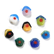 Handmade Lampwork Beads, Cabin, Mixed Color, 12~15x14~15x5~8mm, Hole: 1.7~2.4mm(LAMP-I024-36)