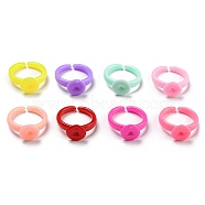 AS Plastic Open Cuff Ring Components, Plain Pad Ring Settings for Kids, Flat Round, Mixed Color, US Size 1 3/4(13mm), Tray: 8.5mm(SACR-R740-M-A)
