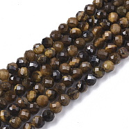 Natural Tiger Eye Beads Strands, Faceted, Round, 3mm, Hole: 0.7mm, about 137pcs/strand, 15.55 inch(39.5cm)(G-S361-3mm-012)
