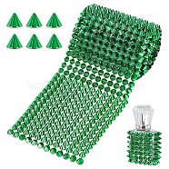 12-Row Resin Spike Stud Cone Flatback Punk Rock Trim Mesh Bead Craft, Green, 97mm, 1 yard, about 0.9144m/set(FIND-GA0003-72C)