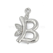 Brass Crystal Rhinestone Letter Links Connector Charms, Real Platinum Plated, Letter B, 18x11.5x4mm,  Hole: 1.2mm and 1.5mm(KK-S395-06P-B)