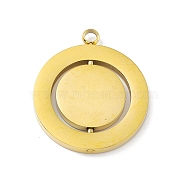 304 Stainless Steel Turnable Pendants, Flat Round Charm, Golden, 28.5x24.5x2mm, Hole: 2.5mm(STAS-G297-10G)