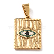 304 Stainless Steel Enamel Pendants, with 201 Stainless Steel Bails, Rectangle with Eye, Cold, 21x15.5x2mm, Hole: 3x7mm(STAS-F277-13G)