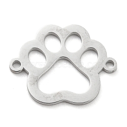 Non-Tarnish 304 Stainless Steel Hollow Connector Charms, Paw Print Links, Stainless Steel Color, 15x19x1mm, Hole: 1.4mm(STAS-P332-02P)