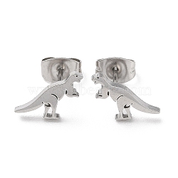 Non-Tarnish 304 Stainless Steel Stud Earrings, Dinosaur, Stainless Steel Color, 12x7mm(EJEW-B022-01B)