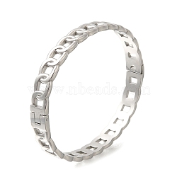 304 Stainless Steel Curb Chains Hinged Bangles, Hollow Bangle for Women, Stainless Steel Color, Inner Diameter:2-3/8x2inch(6x4.95cm)(STAS-M075-06P)