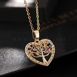 Colorful CZ Heart-shaped Tree of Life Pendant Necklace for Women(ST4153547)
