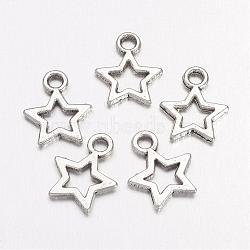 Antique Silver Tibetan Style Star Pendants, Lead Free and Cadmium Free, 10mm wide, 12mm long, hole: 2mm(X-LF0037Y)