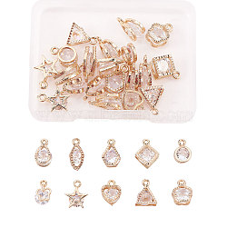 Alloy Cubic Zirconia Charms, Light Gold, 12x7x5.5mm, Hole: 1mm, 20pcs/box,(ZIRC-CJ0001-02LG)