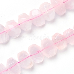 Natural Rose Quartz Beads Strands, Faceted, Polygon, 12~15x17~21x9~15mm, Hole: 1.2mm, about 15pcs/strand, 7.48 inch~7.87  inch(19~20cm)(G-I283-C01)