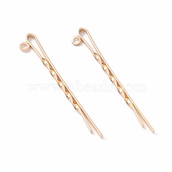 Iron Hair Bobby Pin Findings, with Loop, Light Gold, 55.5x2x8.5mm, Hole: 1.8mm(IFIN-B127-04KCG)