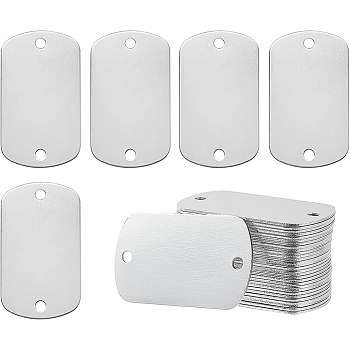 30Pcs Blank Aluminum Connector Charms, Oval, For DIY Dog Tags, Platinum, 50x29x1mm, Hole: 3.2mm