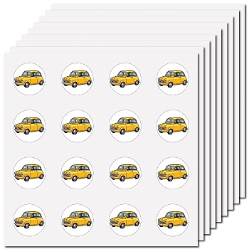 8Pcs Plastic Waterproof Self-Adhesive Picture Stickers, Round Dot Cartoon Decals for Kid's Art Craft, Car, 150x150mm, Sticker: 25mm, 8 pcs/set