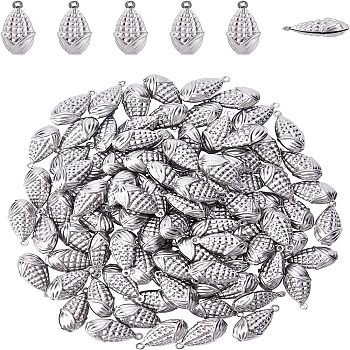 316 Surgical Stainless Steel Pendants, Corn, Stainless Steel Color, 19x10x7mm, Hole: 1mm, 100pcs/box