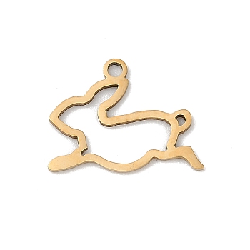 201 Stainless Steel Pendants, Rabbit Charms, Real 18K Gold Plated, 12.5x16.5x1mm, Hole: 1.4mm