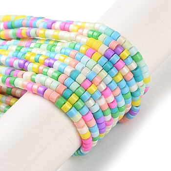 Handmade Czech Lampwork Beads Strands, Disc Beads, Colorful, 2.5x2mm, Hole: 1mm, about 224pcs/strand, 15.55 inch(39.5cm)