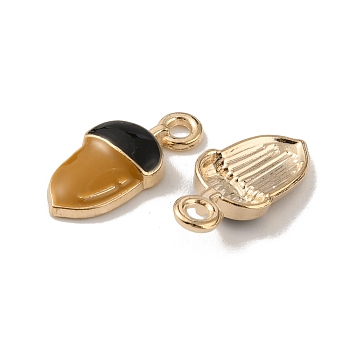 Alloy Enamel Pendants, Light Gold, Acorns, Food Pattern, 17x8x3mm, Hole: 1.8mm