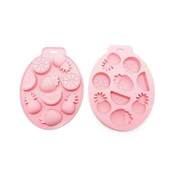 Fruit Shape DIY Silicone Molds, Resin Casting Molds, for UV Resin & Epoxy Resin Craft Making, Pink, 227x170x21mm, Inner Diameter: 48~58x28~48mm