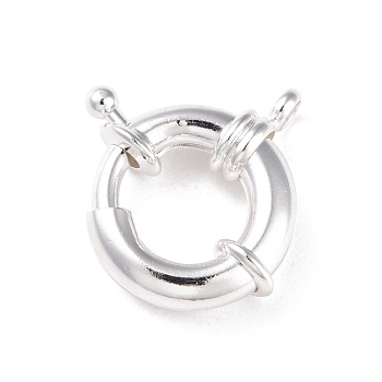 Eco-friendly Brass Spring Ring Clasps, Cadmium Free & Lead Free, Long-Lasting Plated, 925 Sterling Silver Plated, 26x21.5x7.5mm, Hole: 4mm, Inner Diameter: 12mm