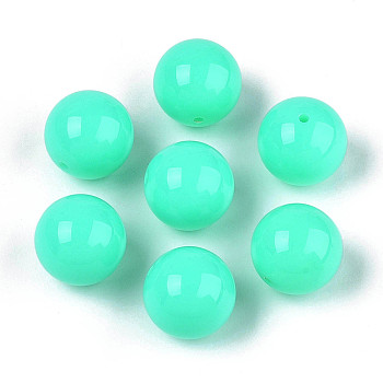 Fluorescence Chunky Acrylic Beads, Round, Turquoise, 20mm, Hole: 2~3mm, about 105pcs/500g