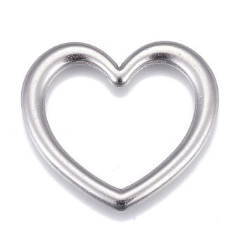 304 Stainless Steel Linking Rings, Heart, Stainless Steel Color, 28.5x32x2.5mm, Inner Diameter: 17x24mm