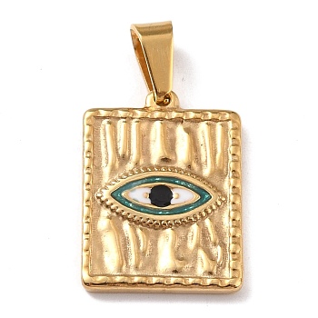 304 Stainless Steel Enamel Pendants, with 201 Stainless Steel Bails, Rectangle with Eye, Cold, 21x15.5x2mm, Hole: 3x7mm