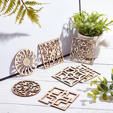 14Pcs 7 Style Laser Cut Wooden Wall Sculpture(WOOD-GF0001-76)-5