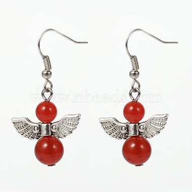 Angel Natural & Synthetic Mixed Stone Dangle Earrings(EJEW-JE01587)-2