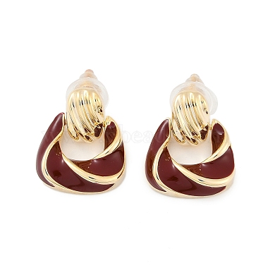 Brass Enamel Stud Earrings(EJEW-P301-08G)-4