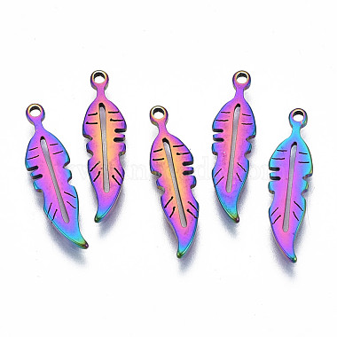 Multi-color Leaf 304 Stainless Steel Pendants