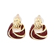 Brass Enamel Stud Earrings(EJEW-P301-08G)-4