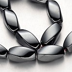 Non-magnetic Synthetic Hematite Beads Strands, Twisted Oval, Original Color, 20x10mm, Hole: 1mm, about 20pcs/strand, 15.7 inch(G-F300-11A-09)
