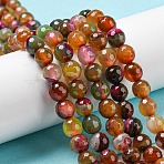 Natural Agate Beads Strands, Dyed & Heated, Round, Faceted, Orange, 6mm, Hole: 1mm, about 62pcs/strand, 14.57 inch(37cm)(G-C082-A01-01)