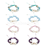 8Pcs 4 Styles Natural Gemstone Chip Braided Bead Bracelets, Adjustable Synthetic Turquoise & Natural Shell Braided  Bracelets for Women, Starfish, with Nylon Thread, Inner Diameter: 2-1/4~3-1/2inch(5.7~9cm), Starfish: 14x13x5mm, 2pcs/style(BJEW-MA00001)
