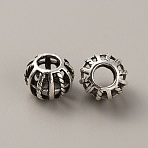 Tibetan Style Alloy European Beads, Large Hole Beads, Rondelle, Antique Silver, 11x8.5mm, Hole: 5mm(FIND-TAC0002-065F-01)