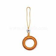 Polyester Tassel Woven Big Pendant Decorations, with Alloy Enamel Findings and Plastic Beads, Antique Silver, Goldenrod, 110~115mm(FIND-N052-001J)