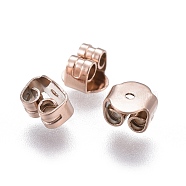 Ion Plating(IP) 304 Stainless Steel Ear Nuts, Earring Backs, Rose Gold, 5x5x3.5mm, Hole: 0.8mm(STAS-F203-07RG)