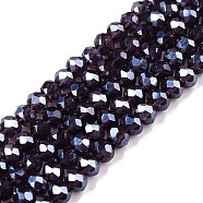 Electroplate Glass Beads Strands, Pearl Luster Plated, Faceted, Rondelle, Slate Blue, 3.5~3.8x3mm, Hole: 0.4mm, about 113~115pcs/strand, 32.5~33cm(EGLA-A044-T3mm-A15)